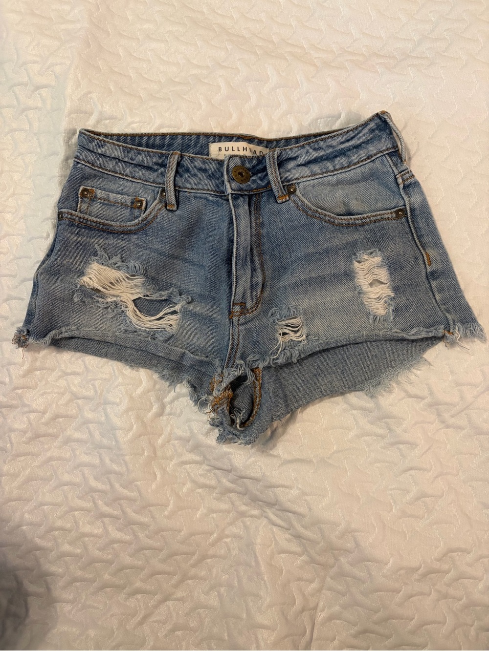 Bullhead Light Wash Distressed Denim Cutoff Shorts